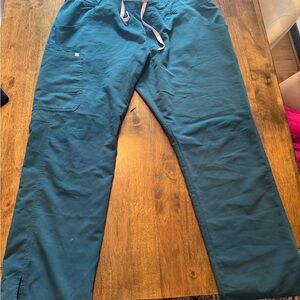 Caribbean Blue Women’s Cargo Scrub Pants with Pink Accents